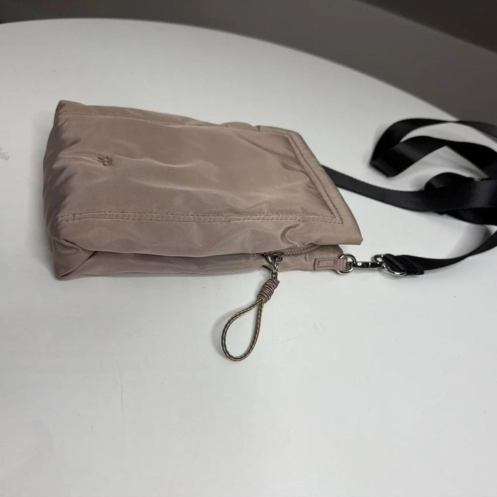 Parfois Taupe Nylon Crossbody Phone Travel Bag Minimalist Utility Shoulder Bag